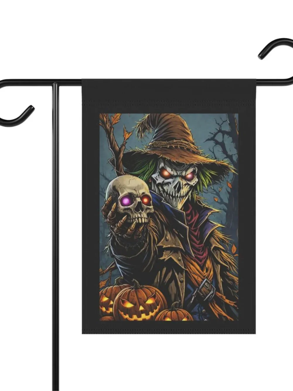 Scary Scarecrow Skull Halloween Garden Flag